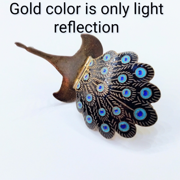 Vtg Hinged Peacock Sterling Signed Brooch Antique - Picture 5 of 5